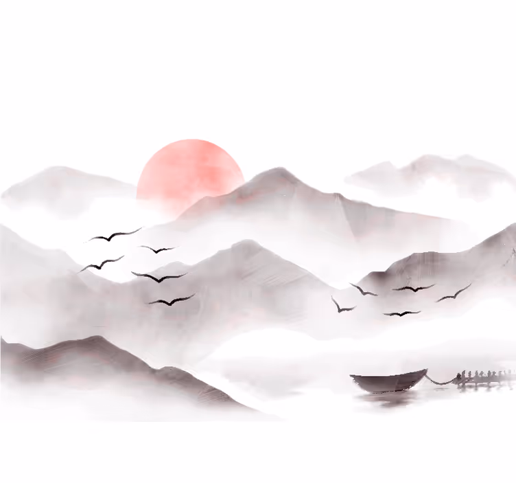 Estore de rolo branco paisagens aquareladas - TenStickers