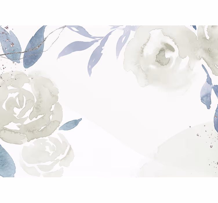 Estore de rolo branco ilustração artística floral - TenStickers
