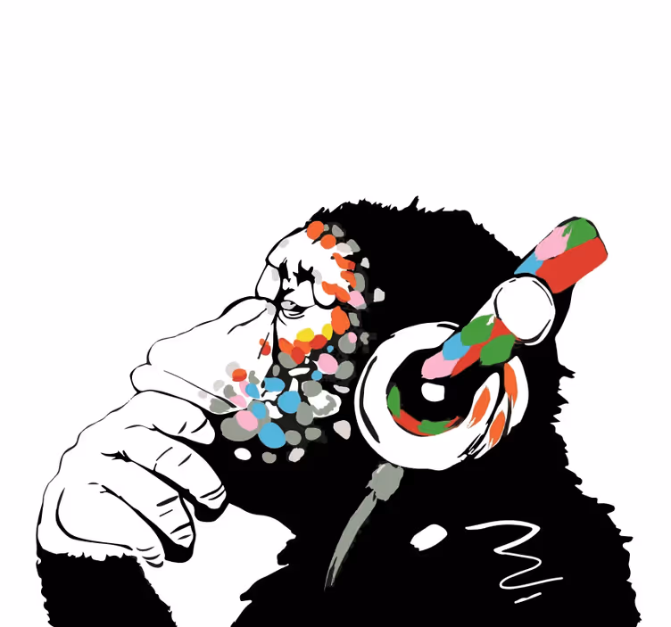 Estore de rolo para sala mono banksy música - TenStickers