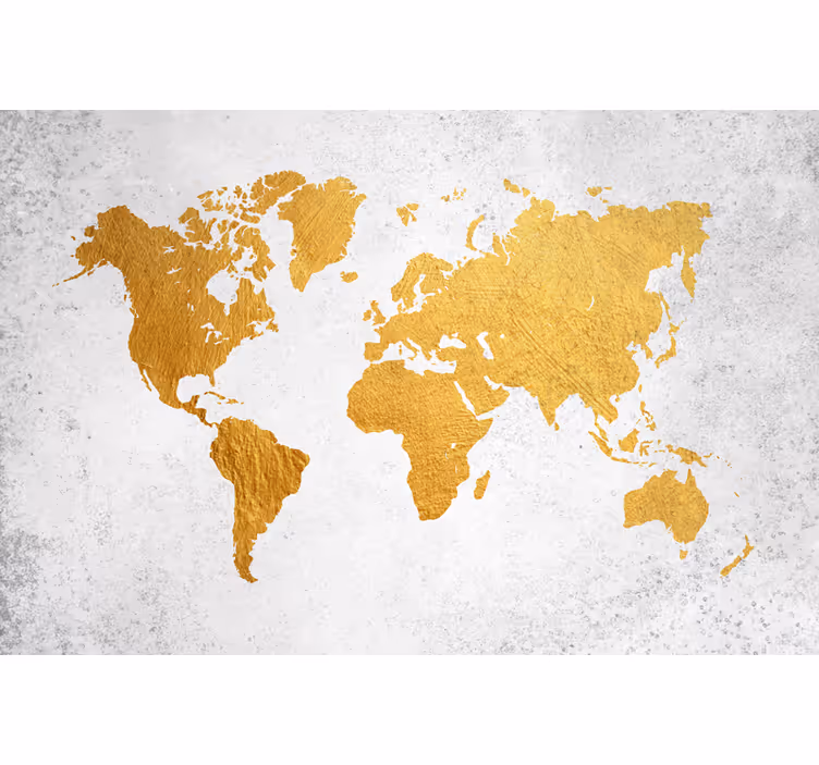 Estore de rolo para sala mapa-múndi dourado - TenStickers