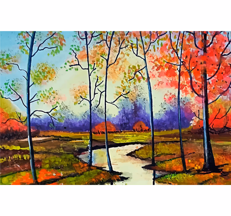 Estore de rolo para sala arte moderna árvores coloridas - TenStickers