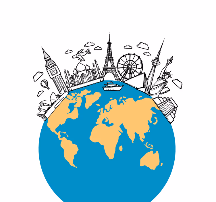 Estore de rolo para sala ícones de marcos do mundo - TenStickers