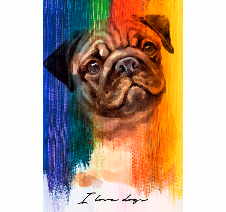 Estore de rolo para sala pug arco-Íris - TenStickers