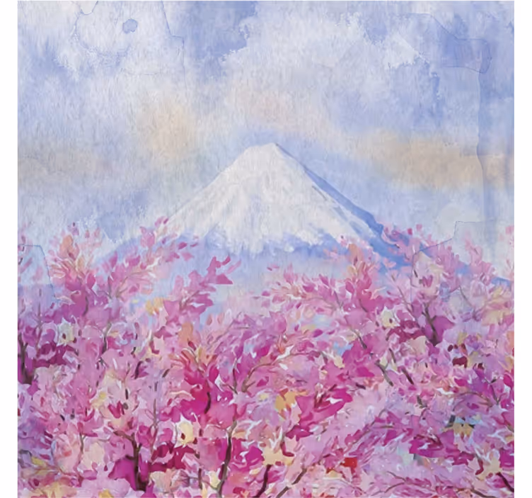 Estore de rolo para sala paisagem de flores de cerejeira - TenStickers