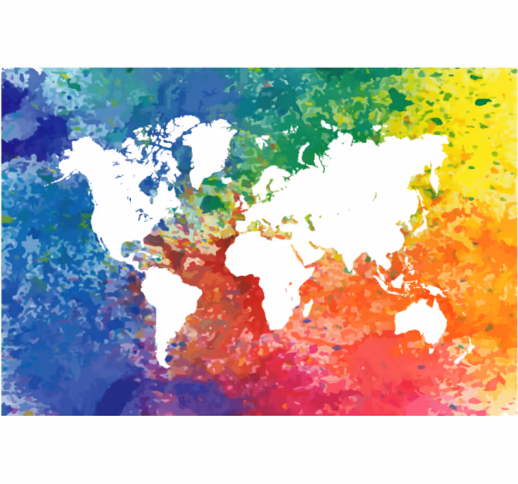 Estore de rolo para sala mapa-múndi colorido artístico - TenStickers