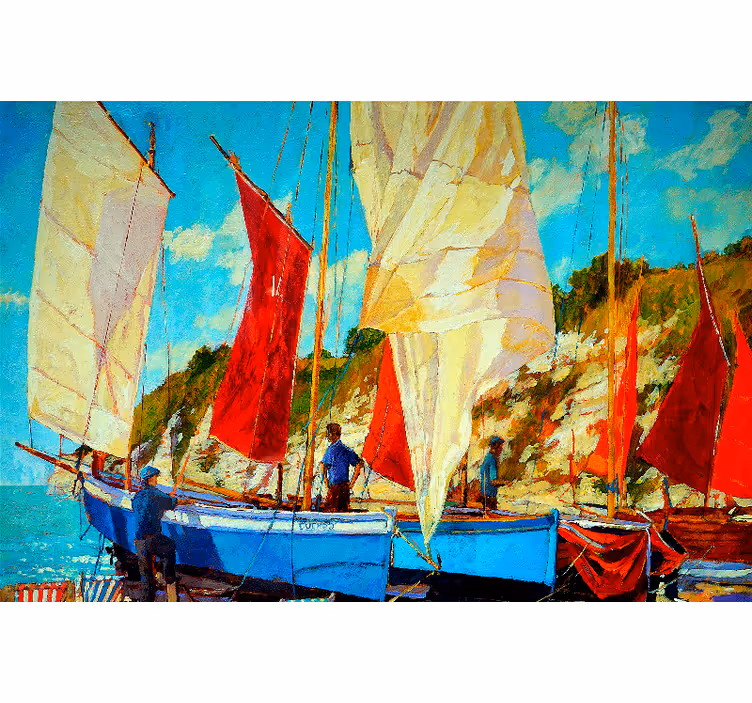 Estore de rolo para sala três barcos na água - TenStickers