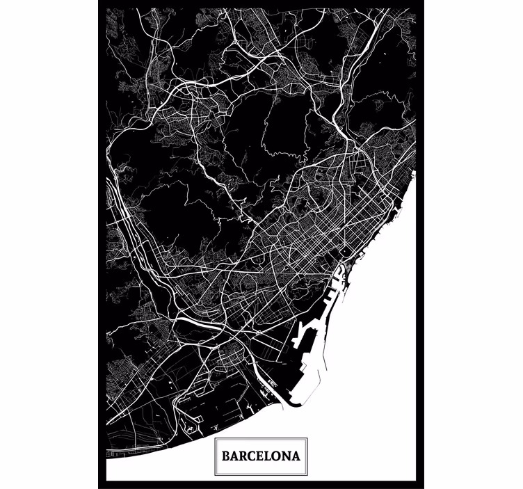 Estore de rolo para sala mapa topográfico de barcelona - TenStickers