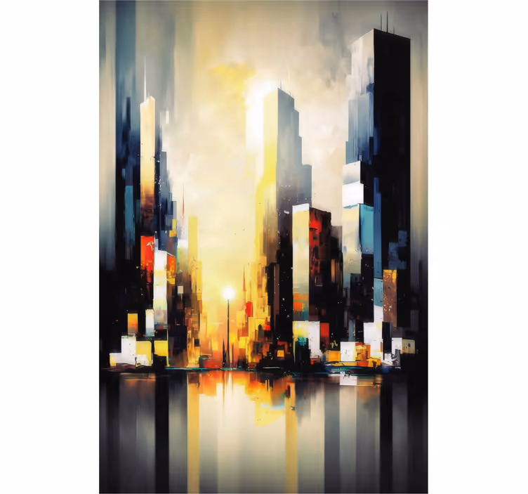 Estore de rolo para sala arte abstrata moderna cidade - TenStickers