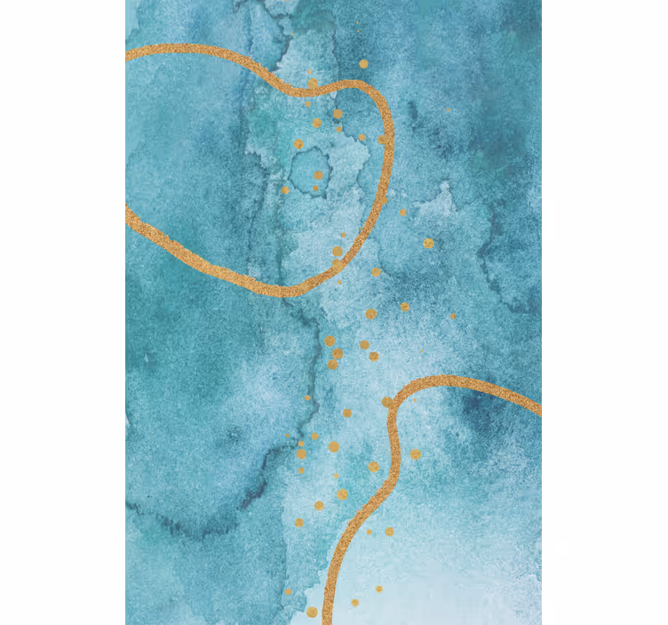 Estore de rolo para sala em aquamarine abstrato com dourado - TenStickers