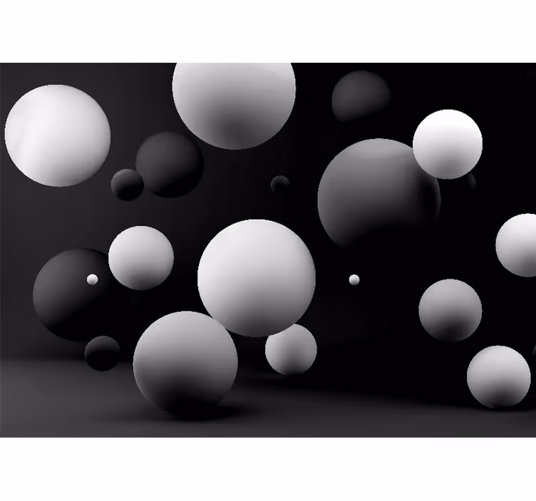 Estore de rolo preto esferas brancas em fundo preto - TenStickers