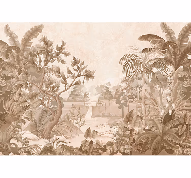Estore de rolo bege com vistas de uma selva tropical - TenStickers