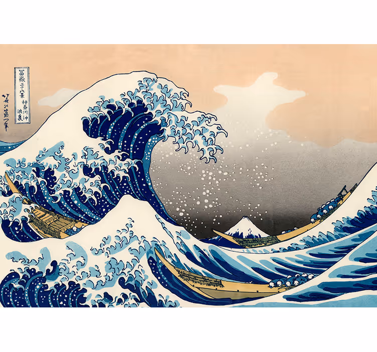 Estore de rolo para sala mural da onda de hokusai - TenStickers