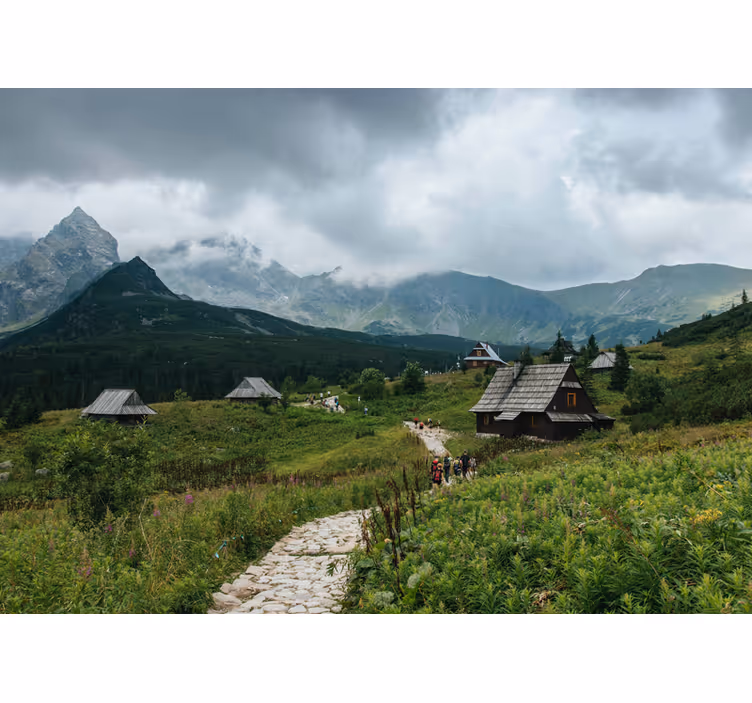 Estore de rolo verdes casas de madeira nas montanhas tatra - TenStickers