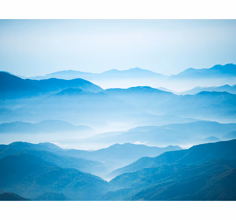 Estore de rolo para sala fotomural montanha nevoeiro - TenStickers