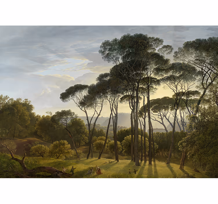 Estore de rolo para sala paisagem da floresta italiana - TenStickers
