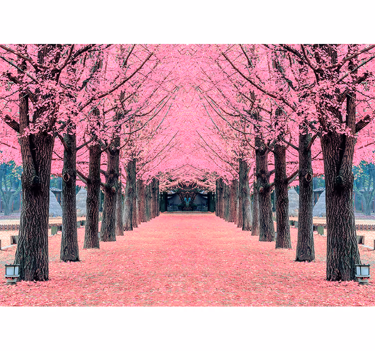 Estore de rolo para sala árvores rosas nami island - TenStickers