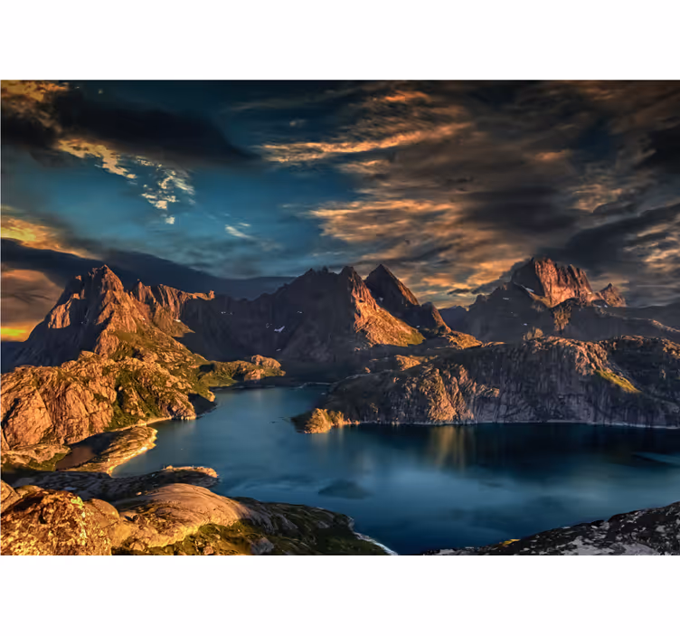 Estore de rolo para sala paisagem norueguesa mar e montanhas - TenStickers
