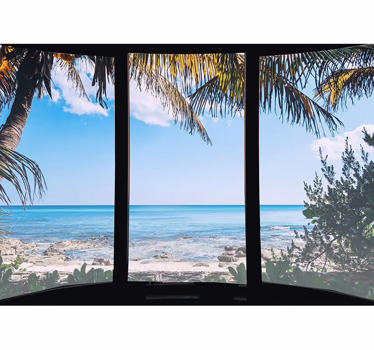 Estore de rolo para sala paisagem marinha 3d - TenStickers