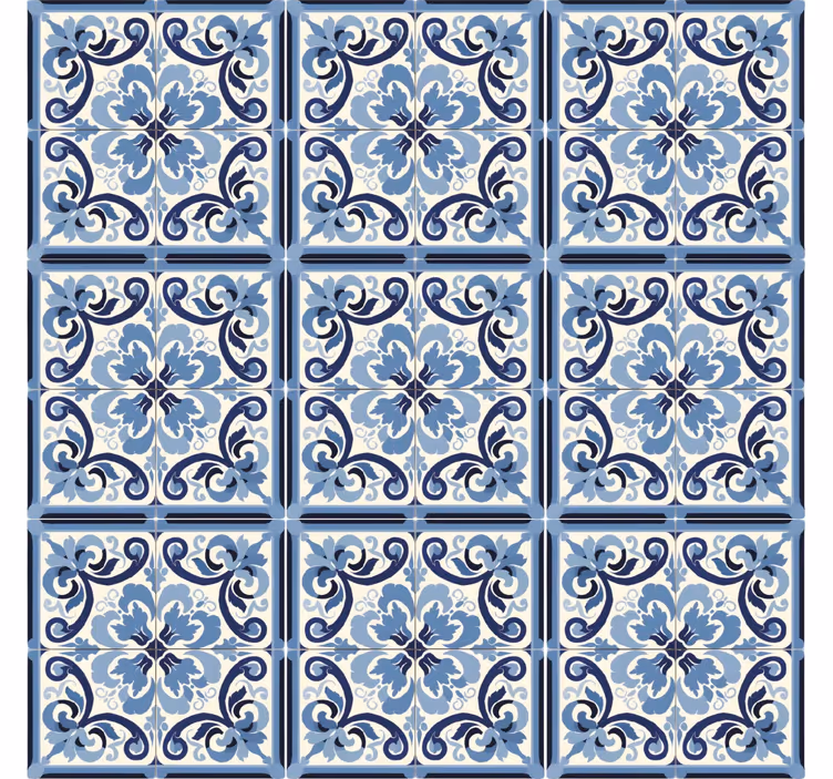 Estore de rolo azul padrão floral azul e branco - TenStickers