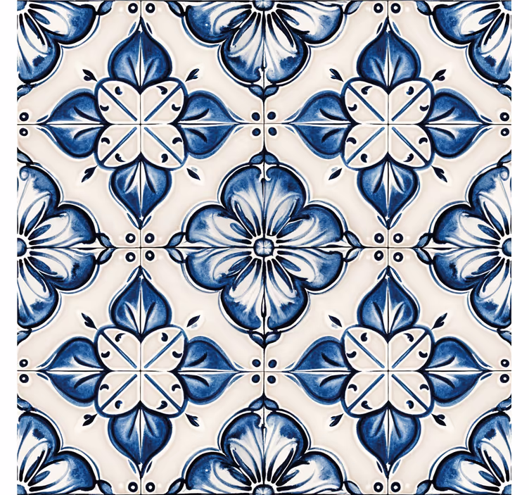 Estore de rolo azul padrão floral azul - TenStickers