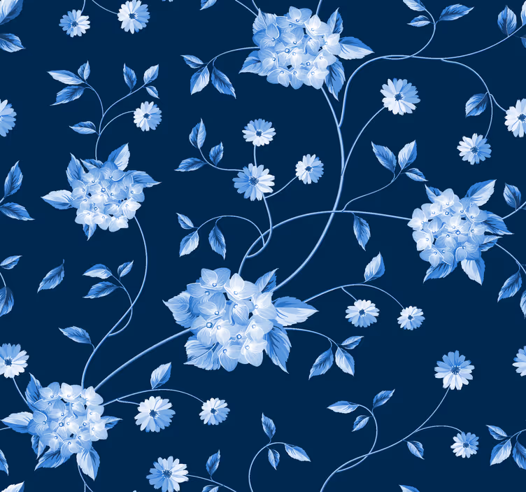 Estore de rolo azul com hastes de flores - TenStickers