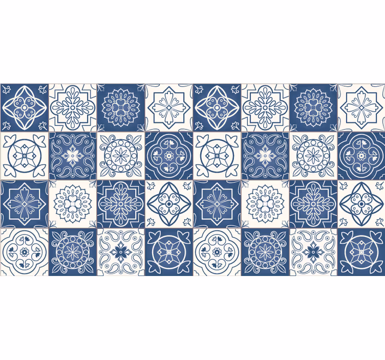 Estore de rolo azul estampa de azulejo azul - TenStickers