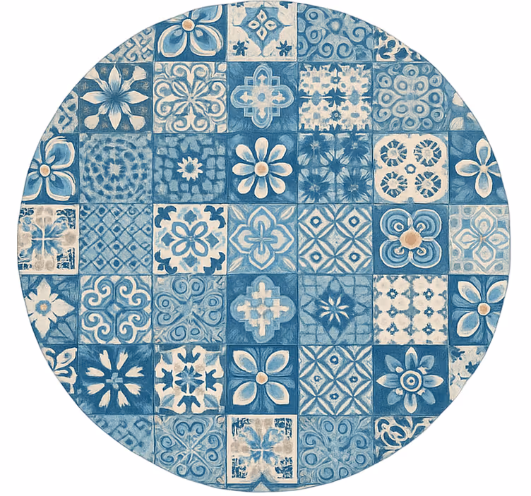 Estore de rolo azul azulejos mosaico circulares - TenStickers