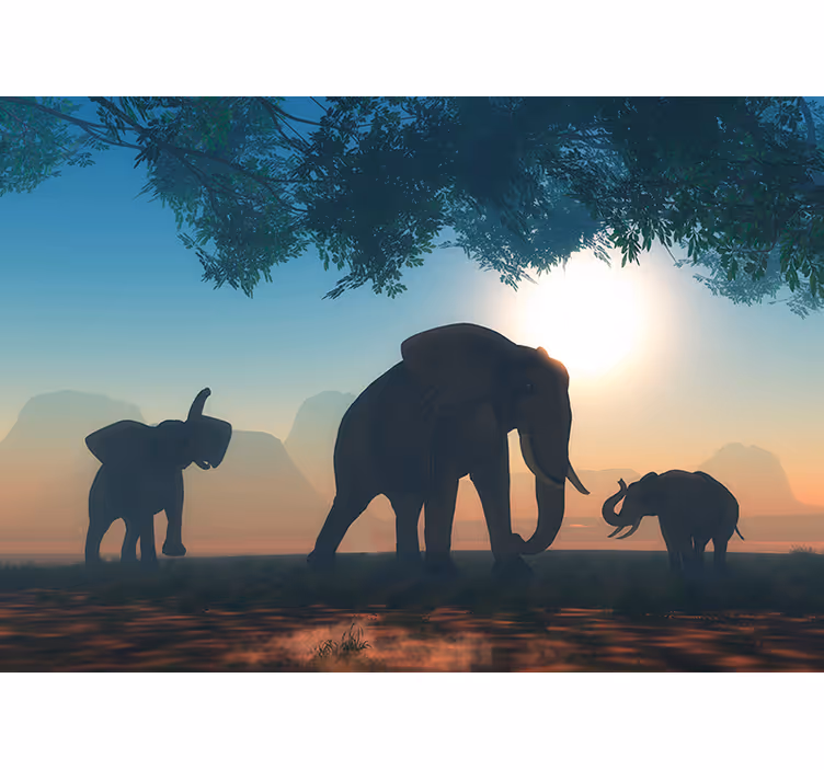 Estore de rolo para sala elefante selvagem - TenStickers