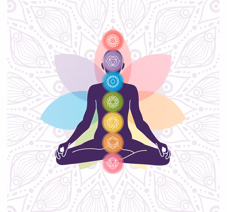 Estore de rolo para sala símbolos dos sete chakras - TenStickers