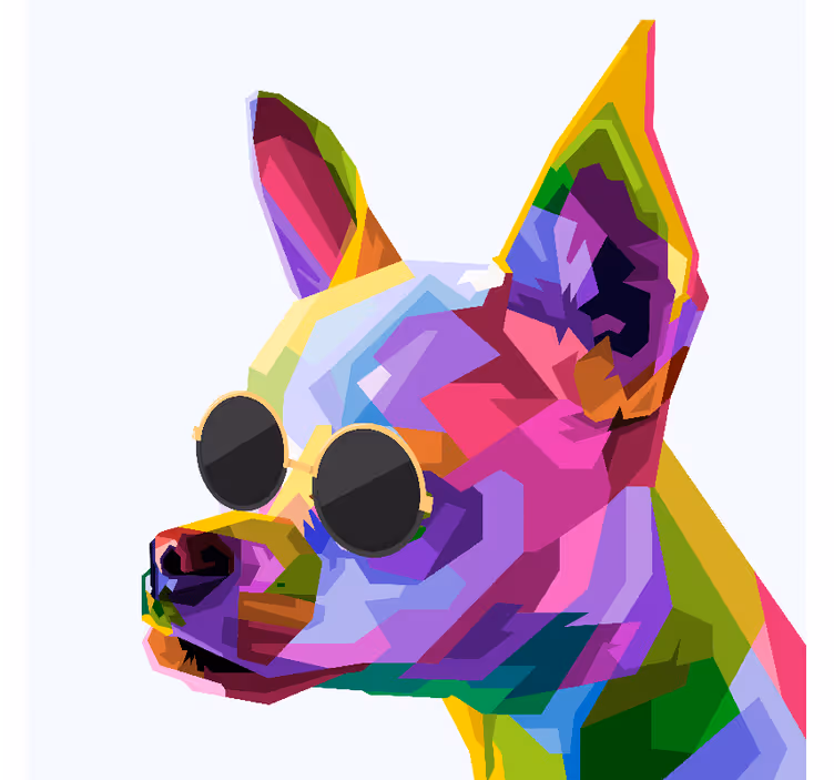 Estore de rolo para sala chiuaua multicolorido com óculos - TenStickers