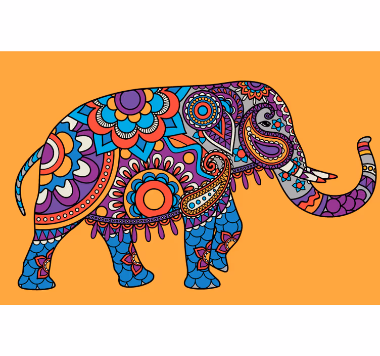 Estore de rolo para sala elefantes mandala coloridos - TenStickers