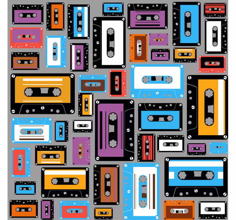 Estore de rolo para sala padrão de fita cassete anos 80 - TenStickers