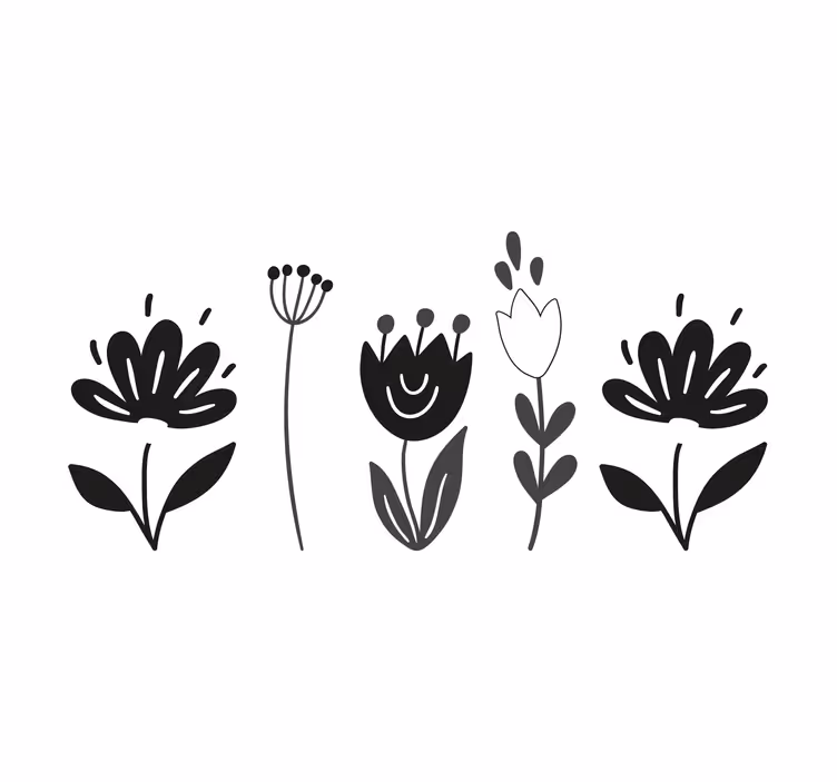Estore de rolo para sala flores pretas e brancas - TenStickers