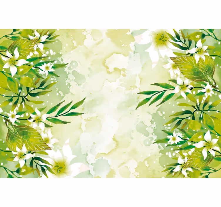 Estore de rolo verdes com motivos florais verdes - TenStickers