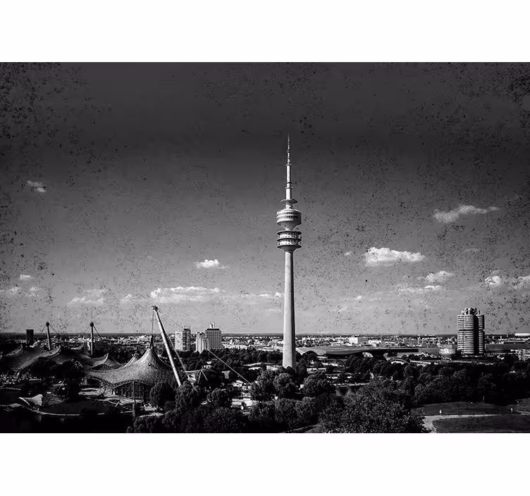 Estore de rolo para sala skyline do olympiapark de munique - TenStickers