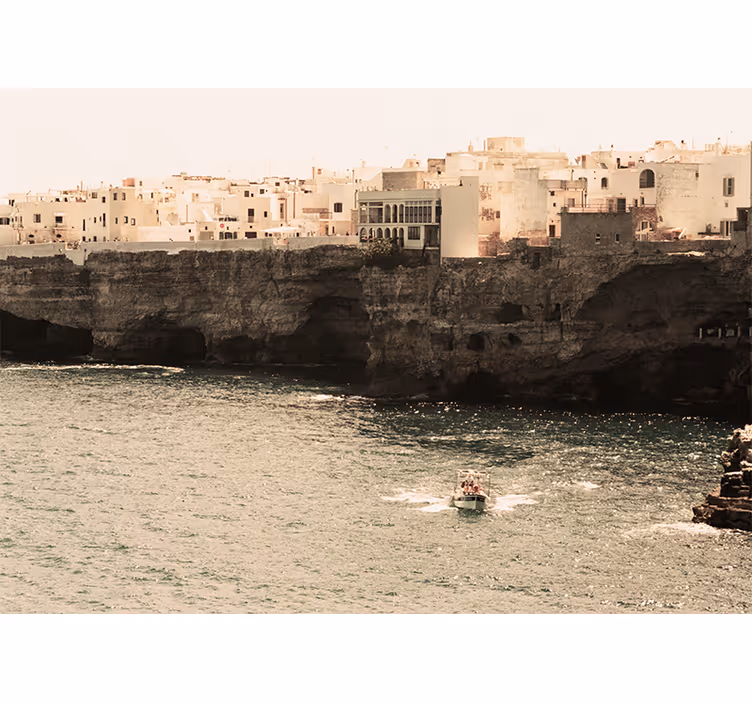 Estore de rolo para sala paisagem do mar de polignano - TenStickers