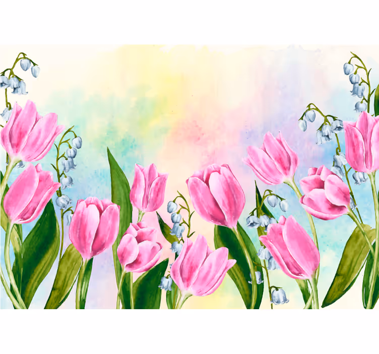 Estore de rolo para sala com muitas tulipas juntas - TenStickers