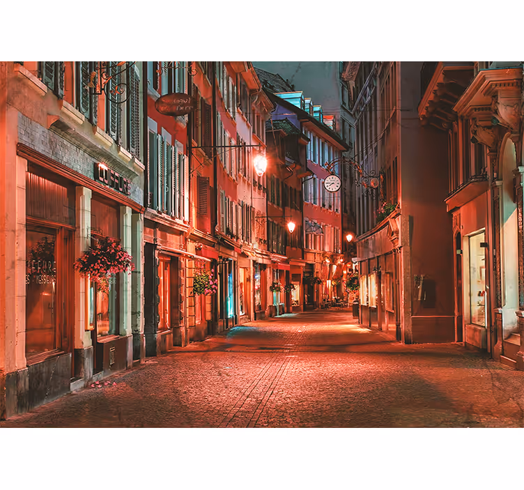 Estore de rolo para sala cidade solitária à noite na suíça - TenStickers