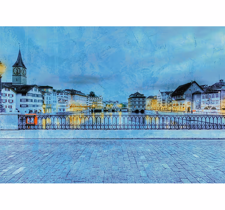 Estore de rolo para sala noite fria em ponte em zurique - TenStickers