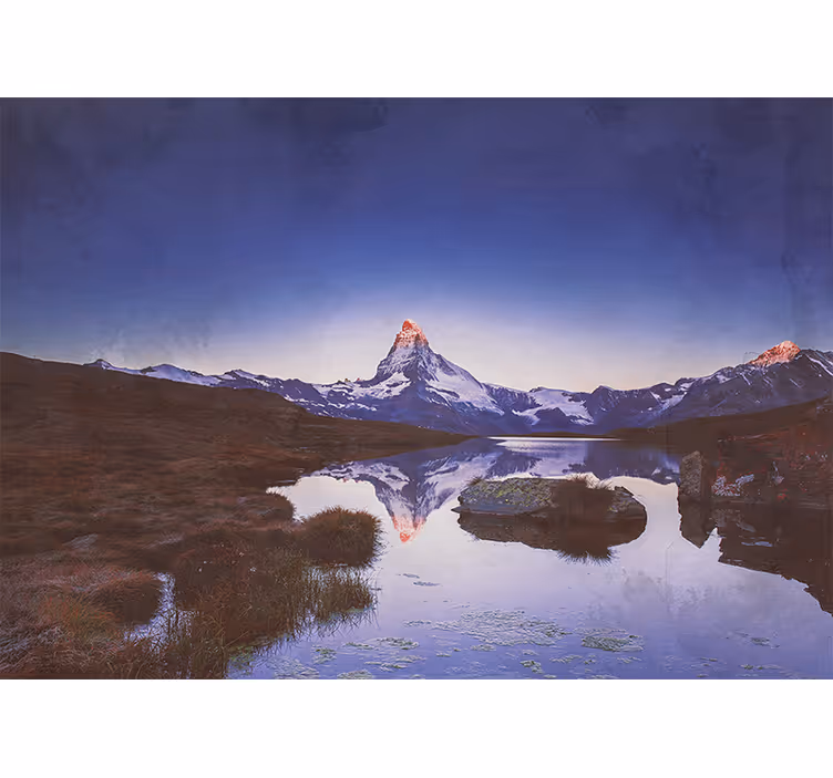 Estore de rolo para sala montanha nevada refletida na água - TenStickers