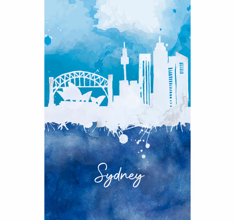 Estore de rolo para sala skyline de sydney em aquarela - TenStickers