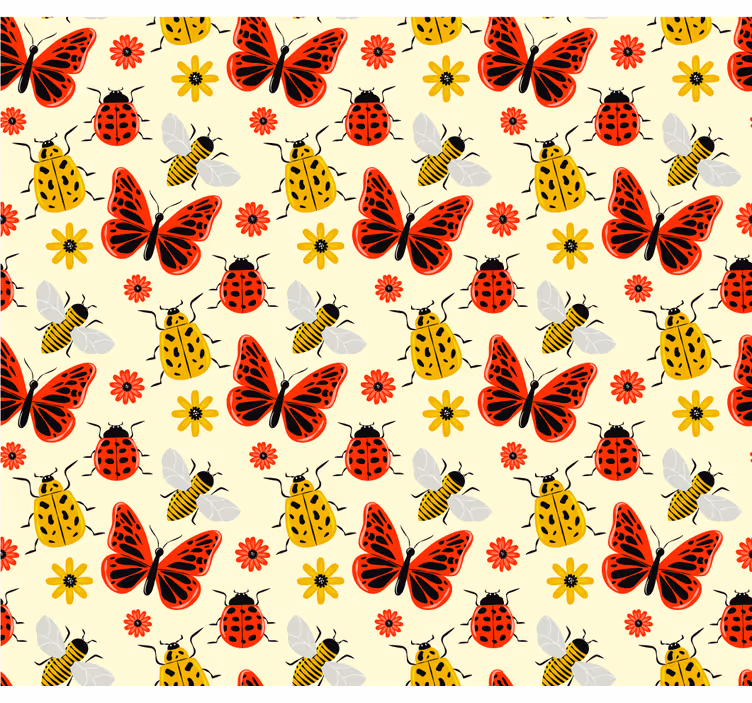 Estore de rolo para sala padrão de insetos coloridos - TenStickers