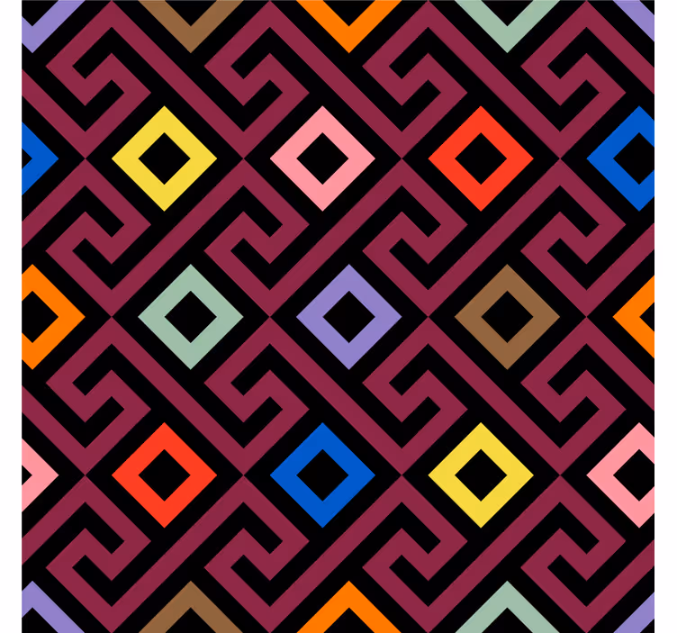 Estore de rolo para sala padrão labiríntico colorido - TenStickers