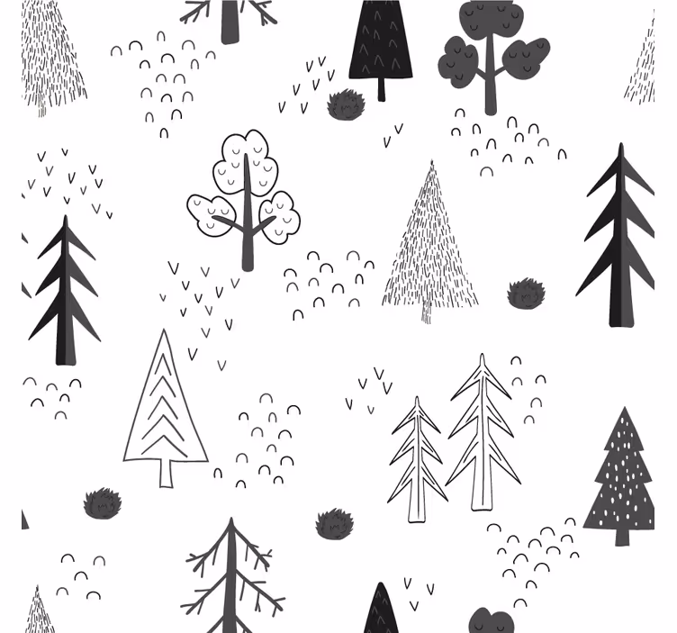 Estore de rolo para sala com árvores brancas minimalistas - TenStickers