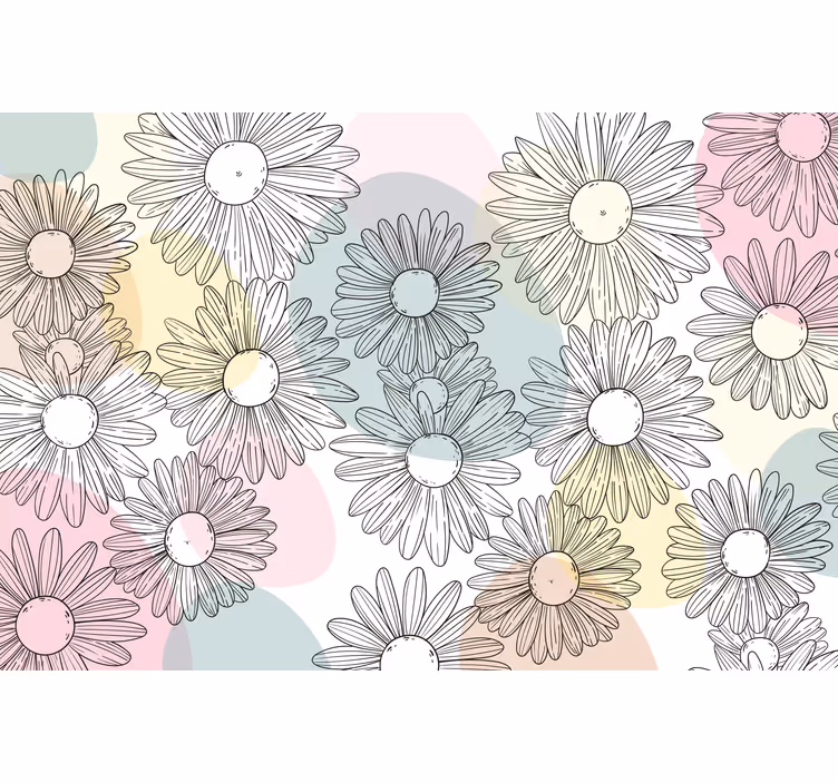 Estore de rolo para sala com formas e flores kawaii - TenStickers
