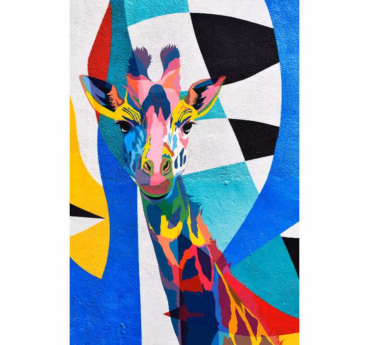 Estore de rolo para sala girafa colorida abstrata - TenStickers