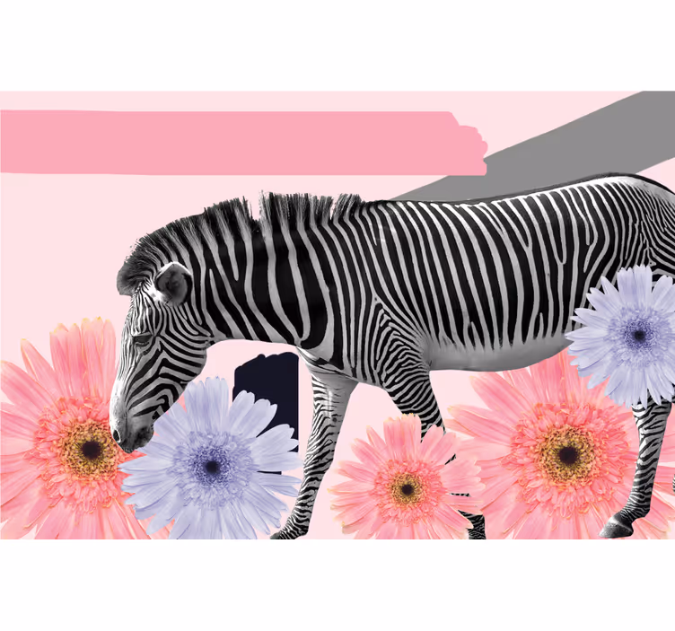 Estore de rolo para sala pintura de zebra em colagem - TenStickers