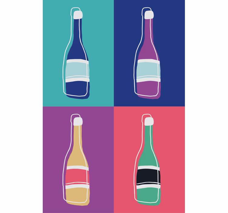 Estore de rolo para sala garrafas de champanhe pop art - TenStickers
