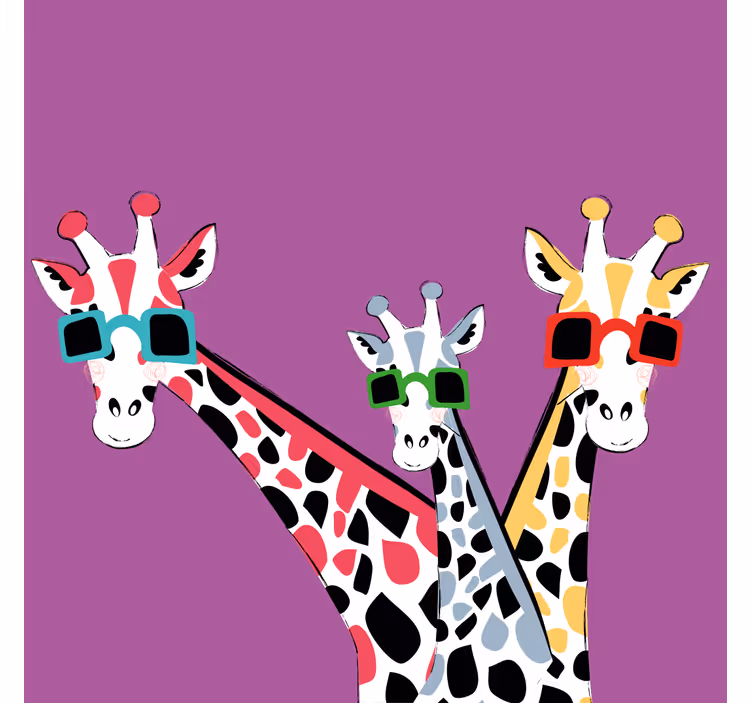 Estore de rolo para sala girafas engraçadas de óculos - TenStickers