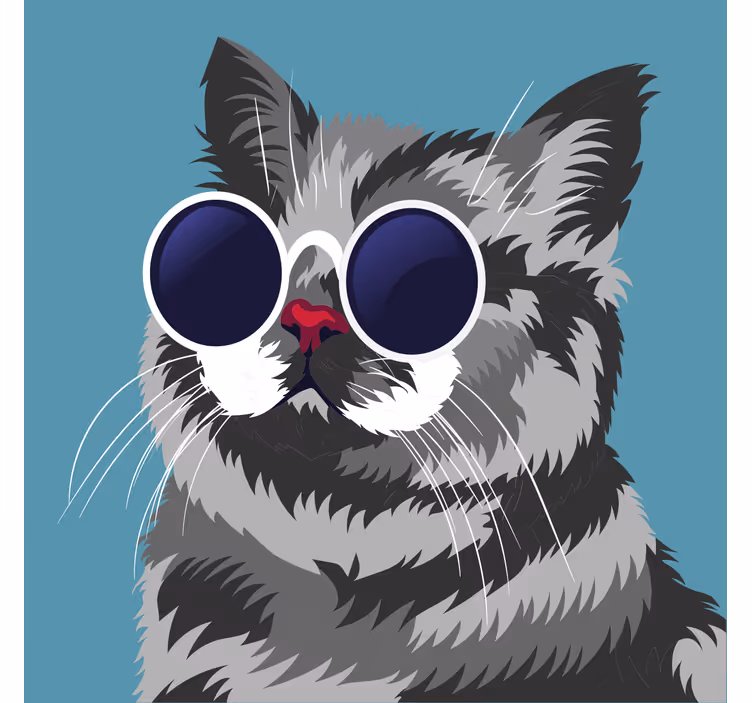 Estore de rolo para sala pintura engraçada de gato cinza - TenStickers